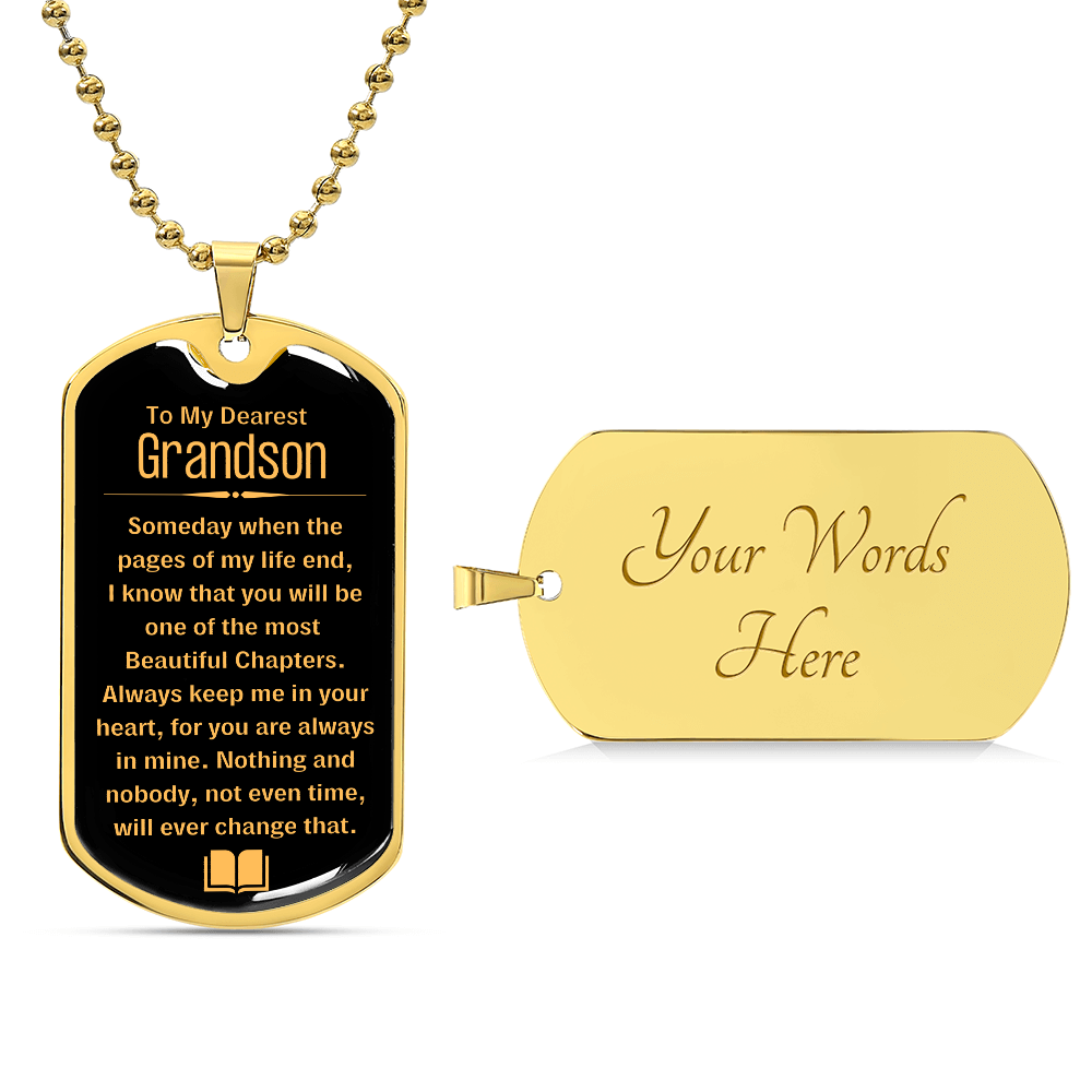 To My Grandson Dog tag Gift Necklace, Birthday Gift For Grandson, Christmas Gift From Grandmother, Gift From Grandpa To Grandson, To My Grandson Necklace Gifts From Grandpa, Grandma