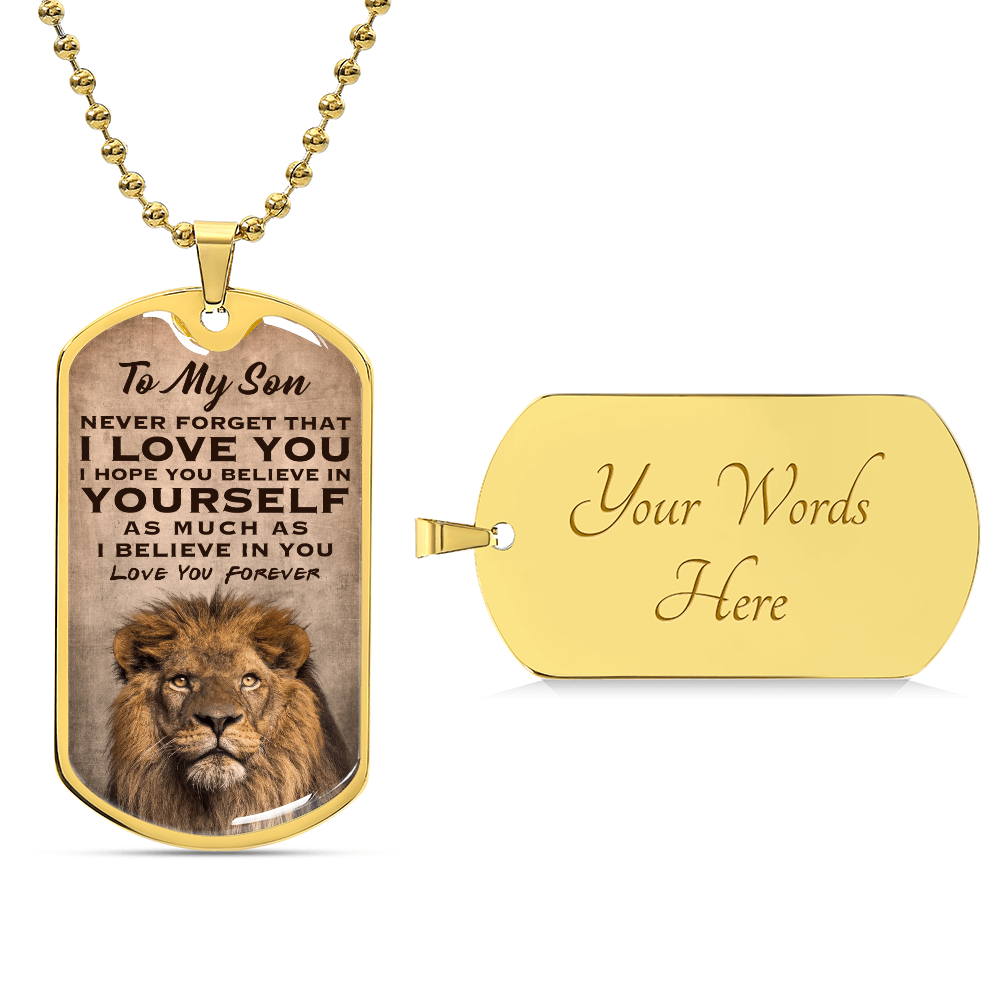 To My Son Pendant Necklace Inspirational Dog Tag Necklace Love You from Father Gift Military Jewelry, Son Mother Father Pendant Gifts Military Necklaces