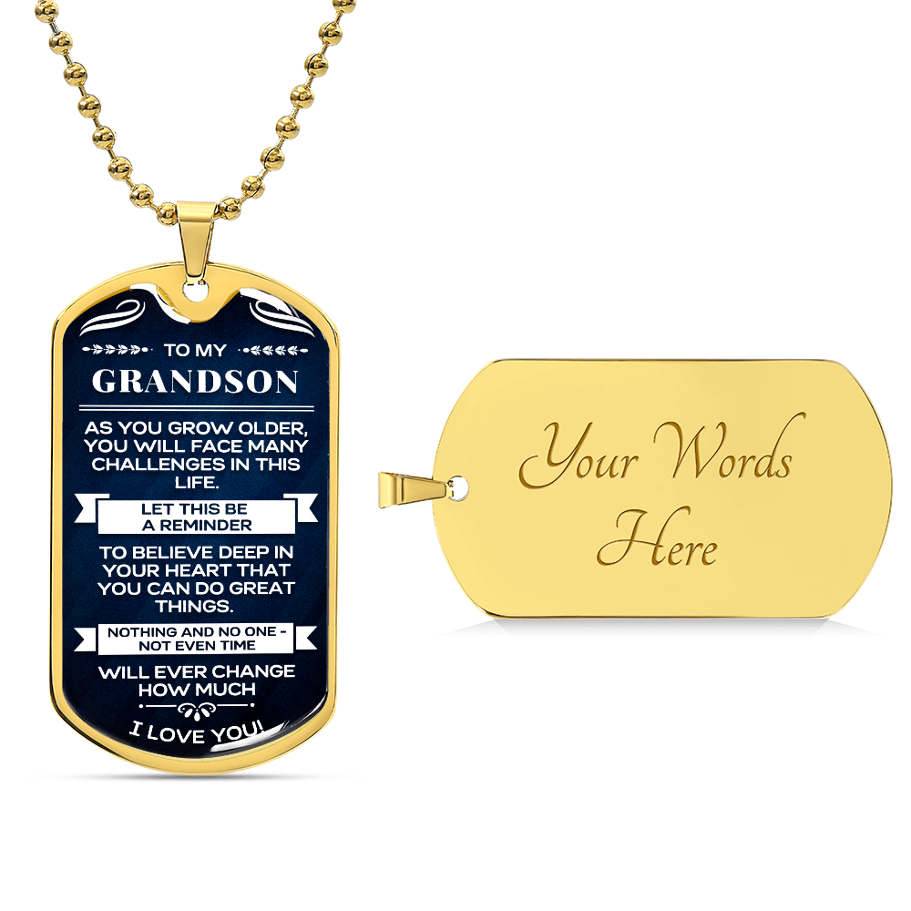 Grandson Gifts From Grandma or Grandpa, To My Grandson Gifts, Necklace For Him, Christmas Gift From Grandfather, Gift From Grandpa To Grandson, Necklace Gifts From Grandmother, Luxury Dog Tag Necklace Present from Grandparents