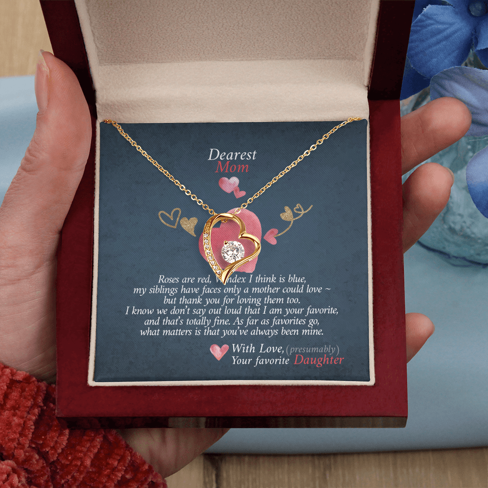 Dearest Mom Forever Love Necklace Gift From Daughter, 2026 Mothers Day Gifts for Mommy, Motivational Card Jewelry Gift for Her