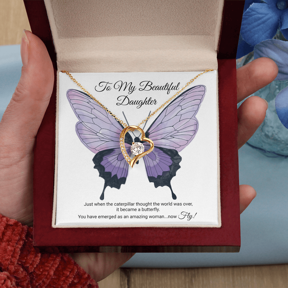 To My Daughter Meaningful Message Card Jewelry Gift for Daughter's Birthday 2026 or Graduation, Thoughtful for Her from Mom, Elegant Necklaces with Sentimental Message