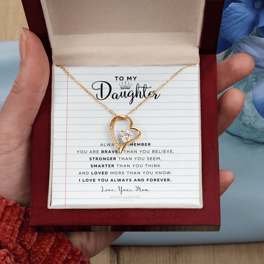 Daughter Necklace from Mom Mommy Mother Valentines Birthday Gifts for Kids Girls Teen Tween Jewelry, Meaningful Message Card Jewelry Box, Gift for Daughter's Birthday Graduation 2026