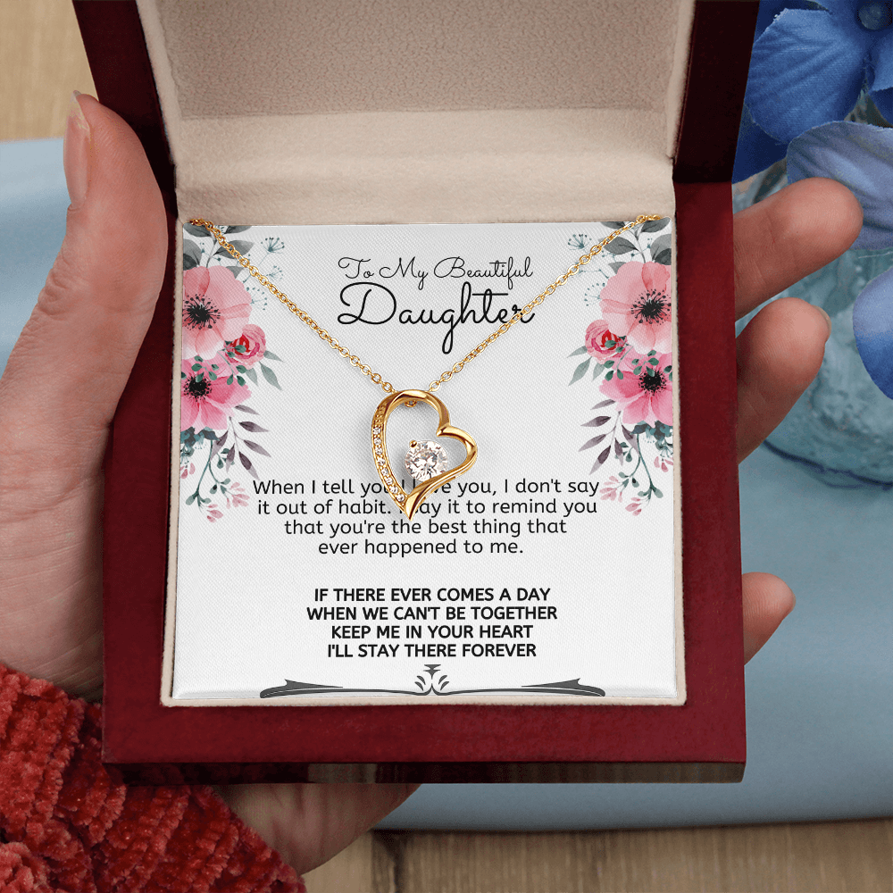 To My Beautiful Daughter Meaningful Message Card Jewelry Box Gift for Daughter's Birthday Graduation 2026, Thoughtful for Her from Mom, Elegant Necklaces with Sentimental Message