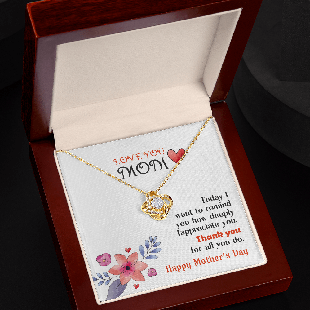 Love You Mom Necklace Gift from Son, Birthday Gift Card Necklace From Daughter, Floral Mothers Day Jewelry for Her Mommy Christmas 2026
