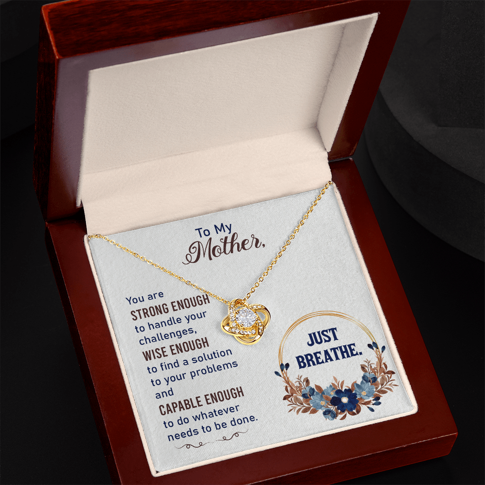 To My Mother Love Knot Necklace From Daughter Christmas Birthday Present, Mom Mothers Day Gifts I Love Mom Best Mom Ever, Motivational Card Jewelry for Her
