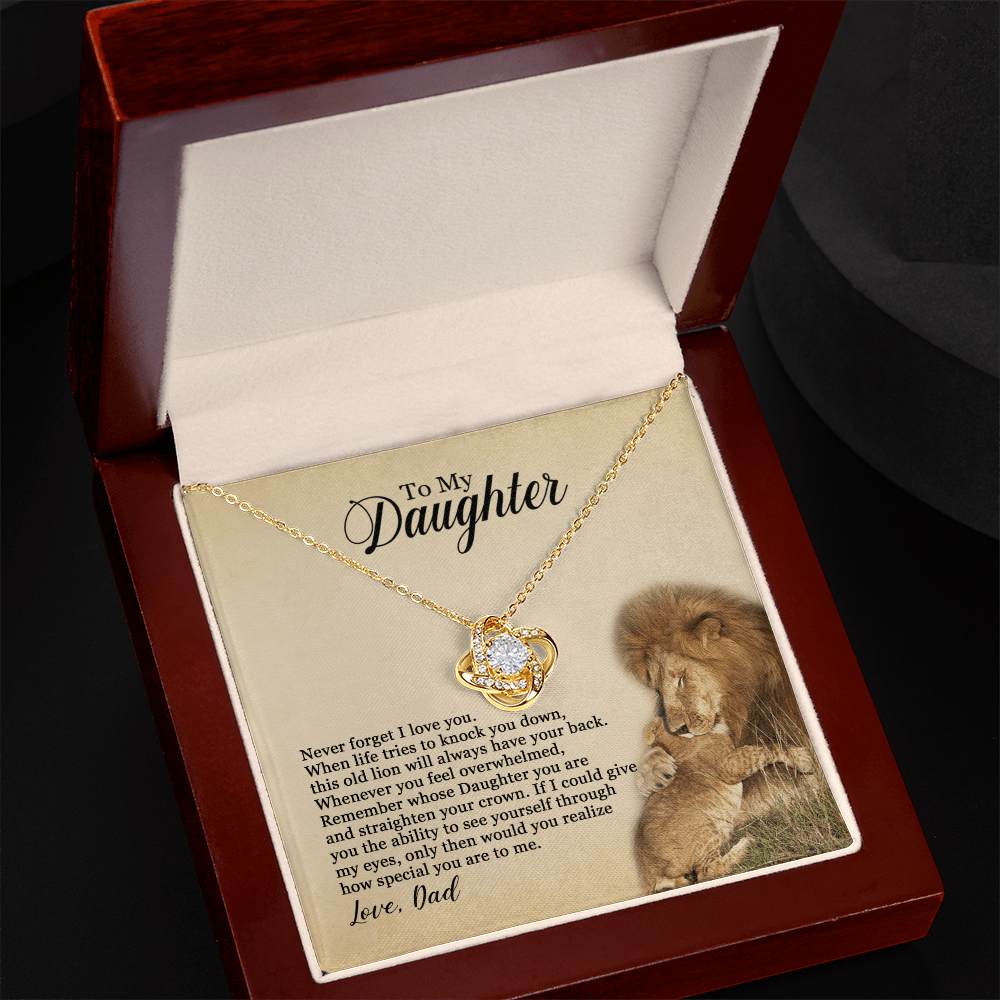 To My Daughter Love Knot Necklace, Gift From Dad to Daughter, Birthday Christmas Gift for Daughter, Holiday Jewelry for Her, Never Forget I Love You