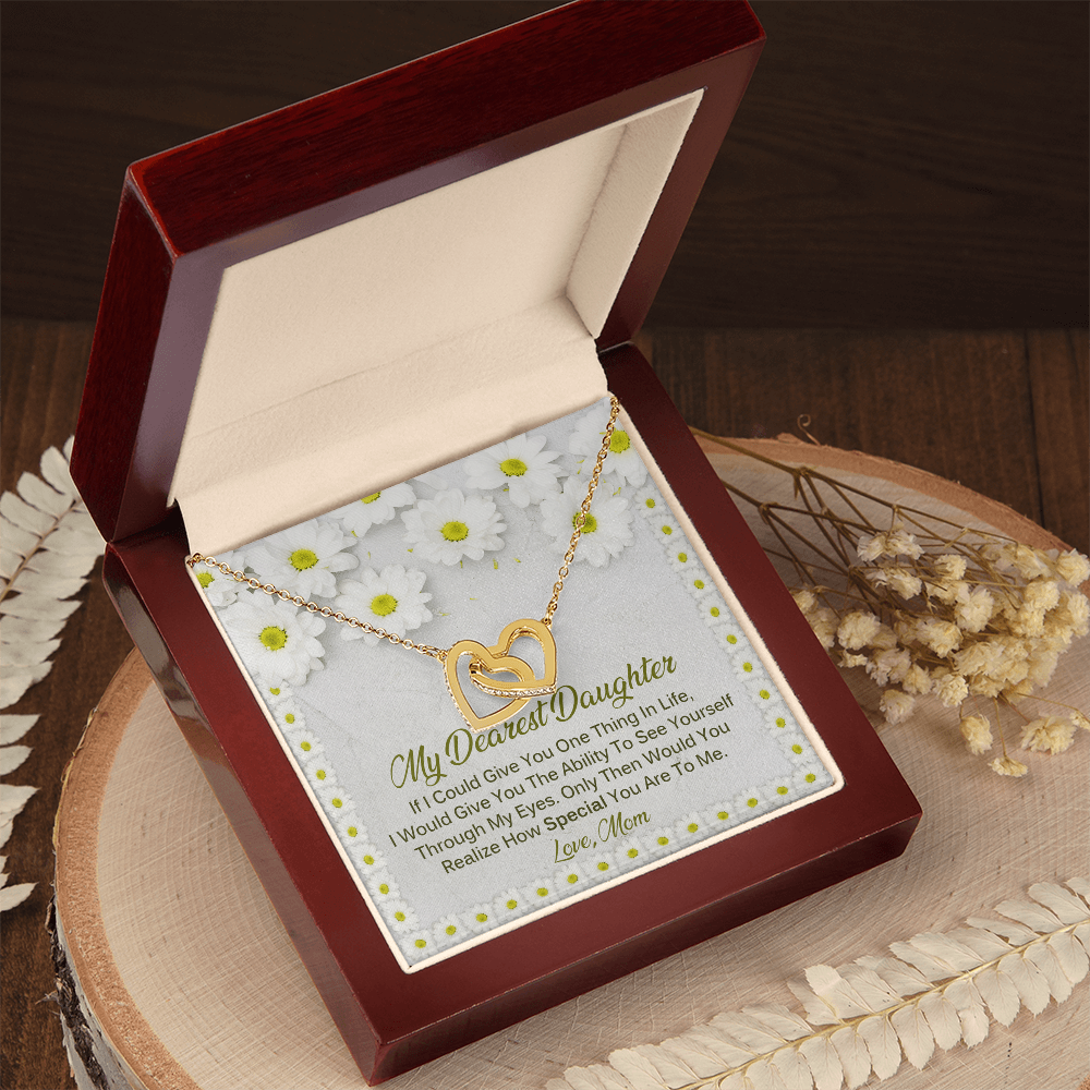 To My Dearest Daughter Meaningful Message Card Jewelry Box, Gift for Daughter's Birthday Graduation, Thoughtful for Her from Mom, Elegant Necklaces with Sentimental Message