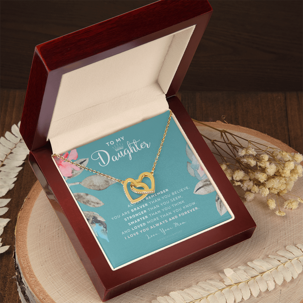 To My Daughter Necklace Gift from Mom, Beautiful Jewelry Box Birthday Graduation Christmas Gift for Daughter, Inspirational Message Card, Elegant Necklaces with Sentimental Message