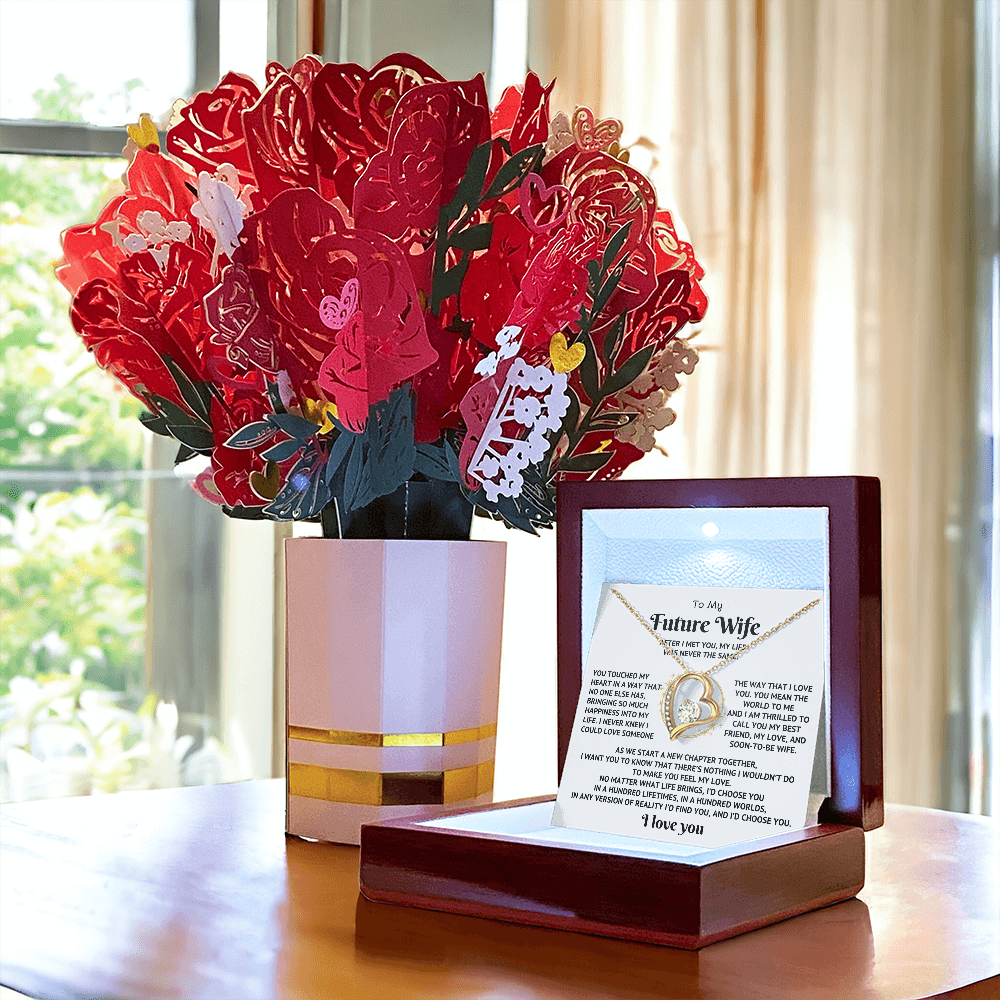 To My Future Wife Necklace With Heartfelt Message & Elegant Box - Valentines Gifts For Her, Sentimental Jewelry Gift For Bride-to-be, Fiance, Soulmate On Birthday, Anniversary