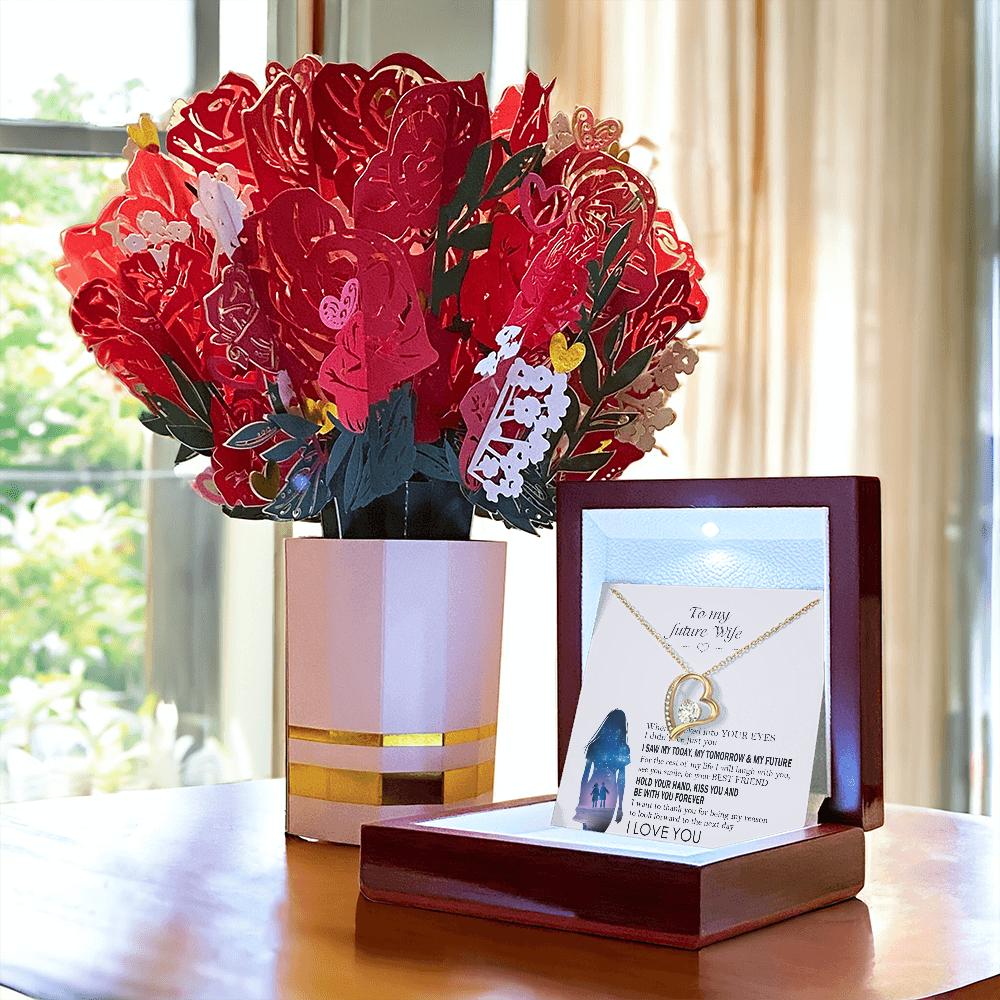 To My Future Wife Necklace, Only Then Would You Realize How Special You Are to Me, Gift for Fiancée Romantic Soulmate Jewelry, Forever Love Necklace & Sweetest Devotion Flower Bouquet, Romantic Gifts for Her, Anniversary and Christmas Gift Ideas
