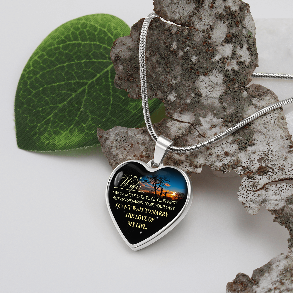 To My Wife Necklace from Husband, To My Soulmate Necklace for Women, Gift for Wife Anniversary, To My Future Wife Luxury Heart Necklace, Christmas, Valentines, Wedding Anniversary Romantic Gifts for Her