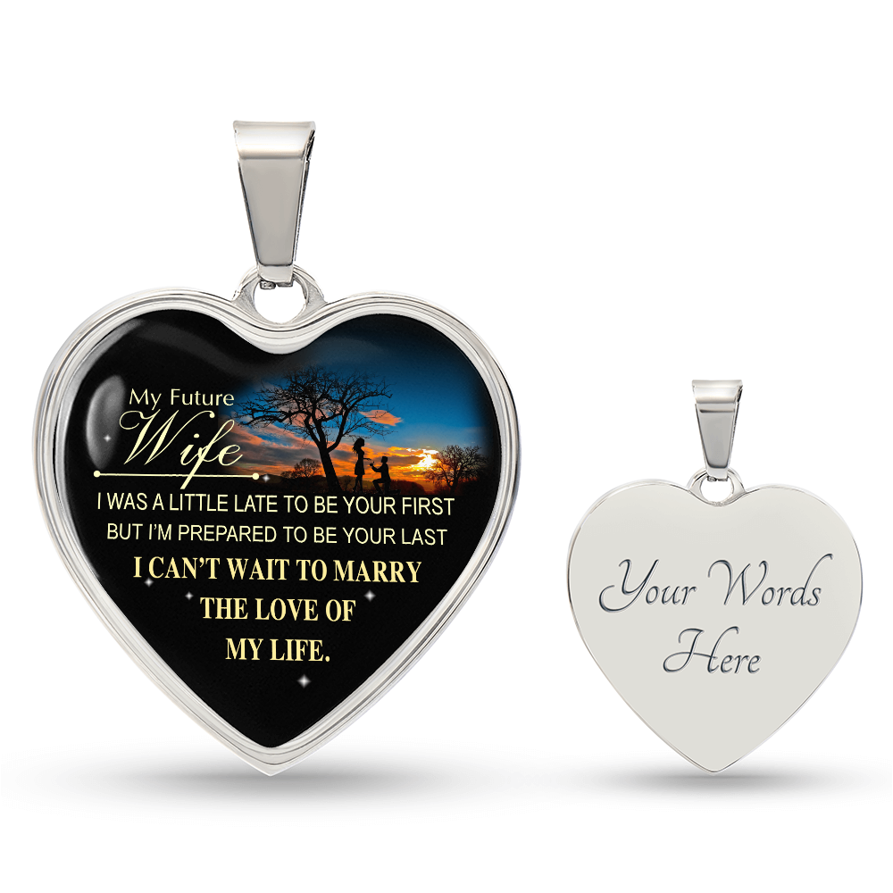 To My Wife Necklace from Husband, To My Soulmate Necklace for Women, Gift for Wife Anniversary, To My Future Wife Luxury Heart Necklace, Christmas, Valentines, Wedding Anniversary Romantic Gifts for Her