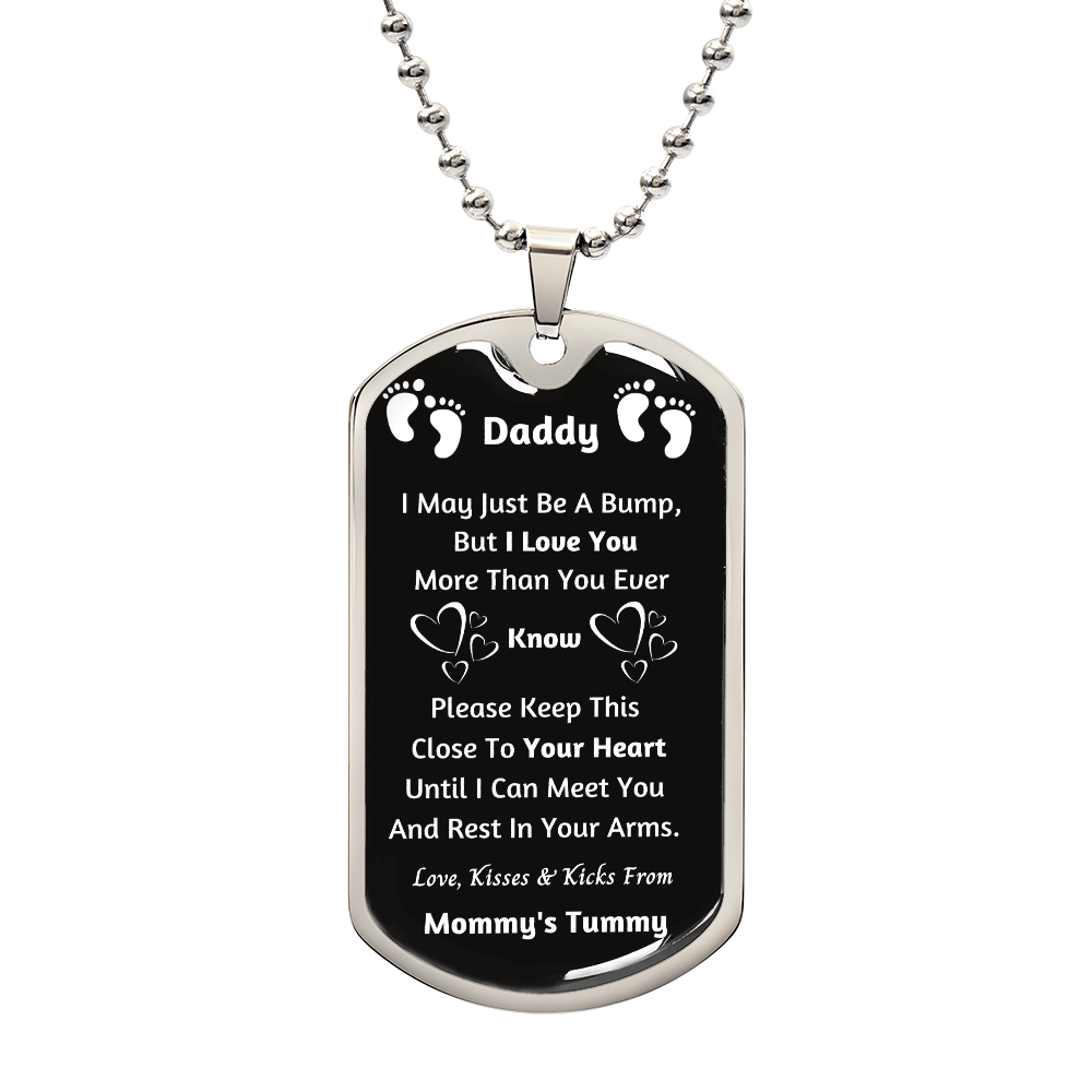 New Dad Gifts Daddy To Be First Fathers Day Luxury Dog Tag Necklace Gifts for Husband Boyfriend Him Men from Wife Announcement Pregnancy Baby Keepsake for Soon to Be Dad Papa Birthday Christmas Valentines Day Gifts