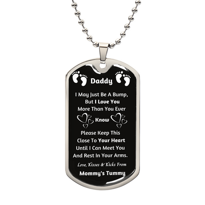 New Dad Gifts Daddy To Be First Fathers Day Luxury Dog Tag Necklace Gifts for Husband Boyfriend Him Men from Wife Announcement Pregnancy Baby Keepsake for Soon to Be Dad Papa Birthday Christmas Valentines Day Gifts