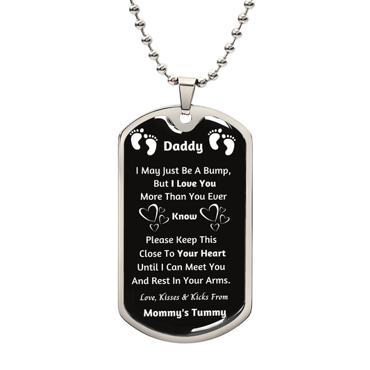 New Dad Gifts Daddy To Be First Fathers Day Luxury Dog Tag Necklace Gifts for Husband Boyfriend Him Men from Wife Announcement Pregnancy Baby Keepsake for Soon to Be Dad Papa Birthday Christmas Valentines Day Gifts