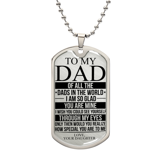 To My Dad Daddy Dog Tag Gifts from Daughter, Father's Day Gifts for Dad, Dog Tag Necklace for Papa, Birthday Christmas Gift for Father, Daddy Gifts Thank You Gifts for Dads Neckalces
