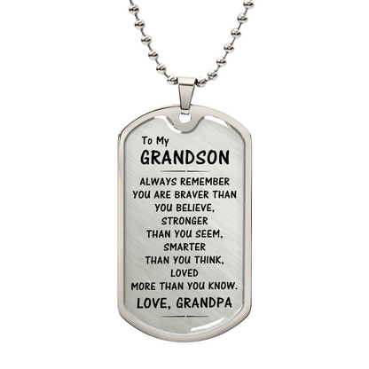 To My Grandson Gift From Grandpa, To My Grandson Necklace, Christmas Gift From Grandfather, Gift From Grandpa To Grandson, To My Grandson Necklace Gifts From Grandpa, Dog Tag Necklace Gifts for Grandson, Keepsake Gifts