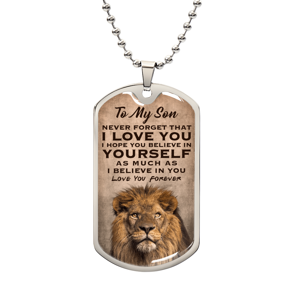 To My Son Pendant Necklace Inspirational Dog Tag Necklace Love You from Father Gift Military Jewelry, Son Mother Father Pendant Gifts Military Necklaces