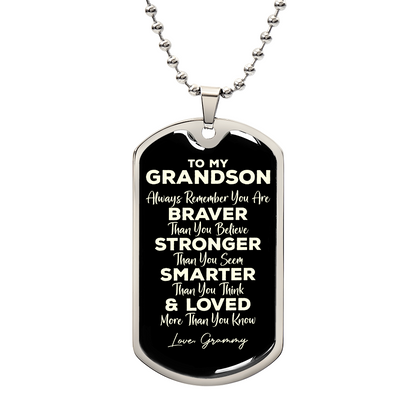 To My Grandson Necklace from GrandDad GrandMom Never Forget How Much I Love You Birthday Christmas Gifts Dog Tag Necklace Grandpa, Grandma