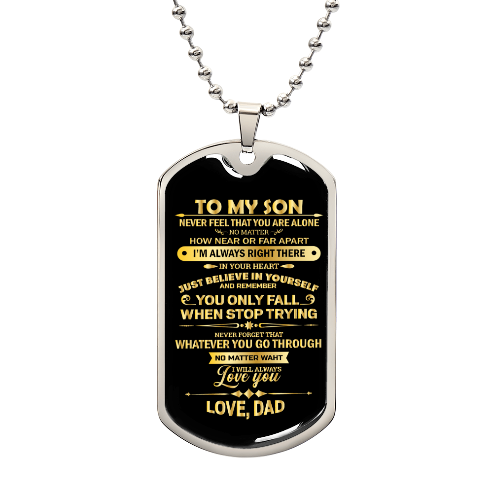 To My Son Dog Tag Necklace From Dad Best Wish to My Son Never Forget How to Love Dad Pendant Necklace, Inspirational Gifts for Son and Men Military Jewelry