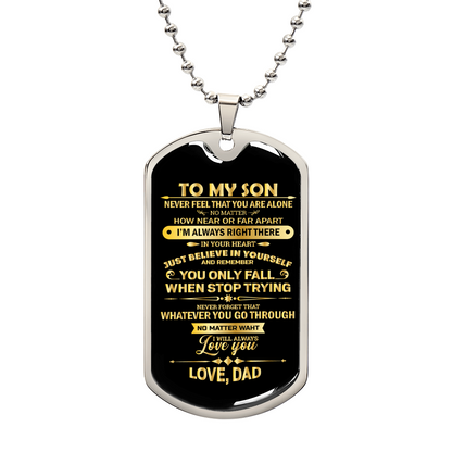 To My Son Dog Tag Necklace From Dad Best Wish to My Son Never Forget How to Love Dad Pendant Necklace, Inspirational Gifts for Son and Men Military Jewelry