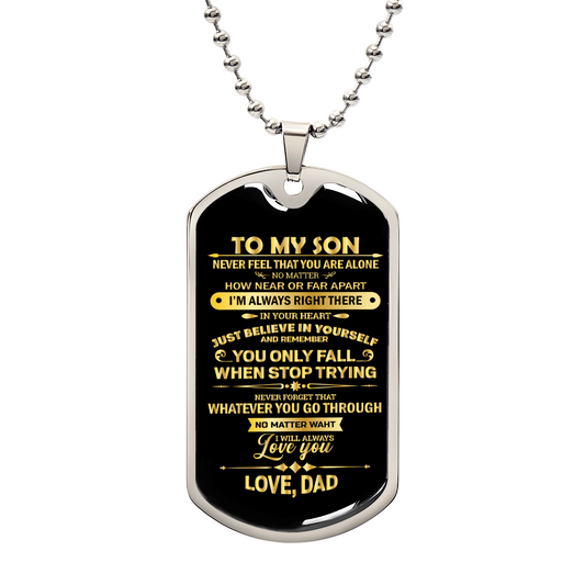 To My Son Dog Tag Necklace From Dad Best Wish to My Son Never Forget How to Love Dad Pendant Necklace, Inspirational Gifts for Son and Men Military Jewelry