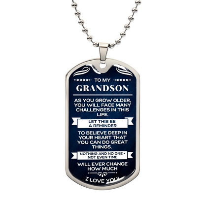 Grandson Gifts From Grandma or Grandpa, To My Grandson Gifts, Necklace For Him, Christmas Gift From Grandfather, Gift From Grandpa To Grandson, Necklace Gifts From Grandmother, Luxury Dog Tag Necklace Present from Grandparents