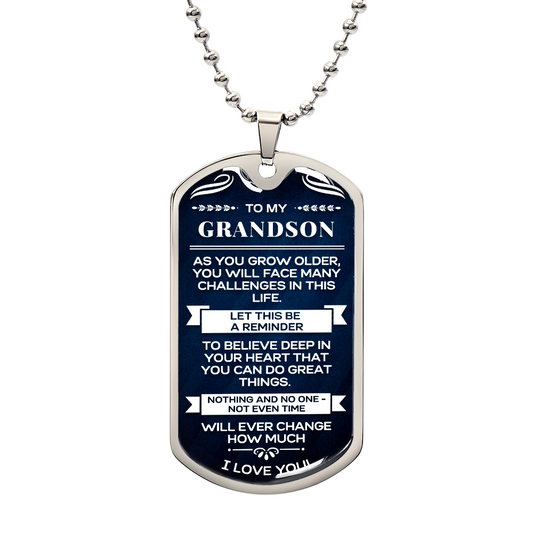 Grandson Gifts From Grandma or Grandpa, To My Grandson Gifts, Necklace For Him, Christmas Gift From Grandfather, Gift From Grandpa To Grandson, Necklace Gifts From Grandmother, Luxury Dog Tag Necklace Present from Grandparents