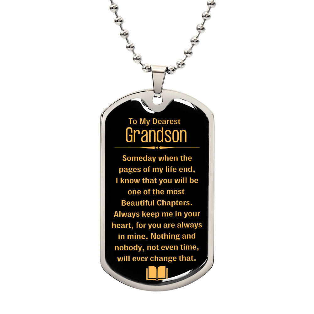 To My Grandson Dog tag Gift Necklace, Birthday Gift For Grandson, Christmas Gift From Grandmother, Gift From Grandpa To Grandson, To My Grandson Necklace Gifts From Grandpa, Grandma