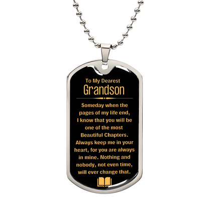 To My Grandson Dog tag Gift Necklace, Birthday Gift For Grandson, Christmas Gift From Grandmother, Gift From Grandpa To Grandson, To My Grandson Necklace Gifts From Grandpa, Grandma