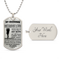 Grandson Gifts from Grandma, Inspirational Dog Tag Necklace 18K Gold Finish – Gifts for Grandson, Heartfelt Quote for Birthday, Christmas, Graduation Gifts Idea