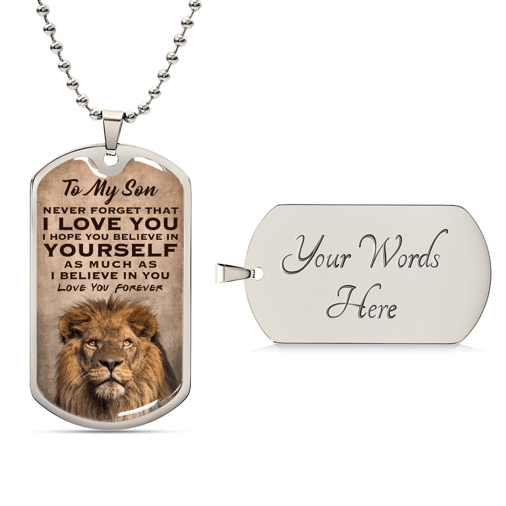 To My Son Pendant Necklace Inspirational Dog Tag Necklace Love You from Father Gift Military Jewelry, Son Mother Father Pendant Gifts Military Necklaces