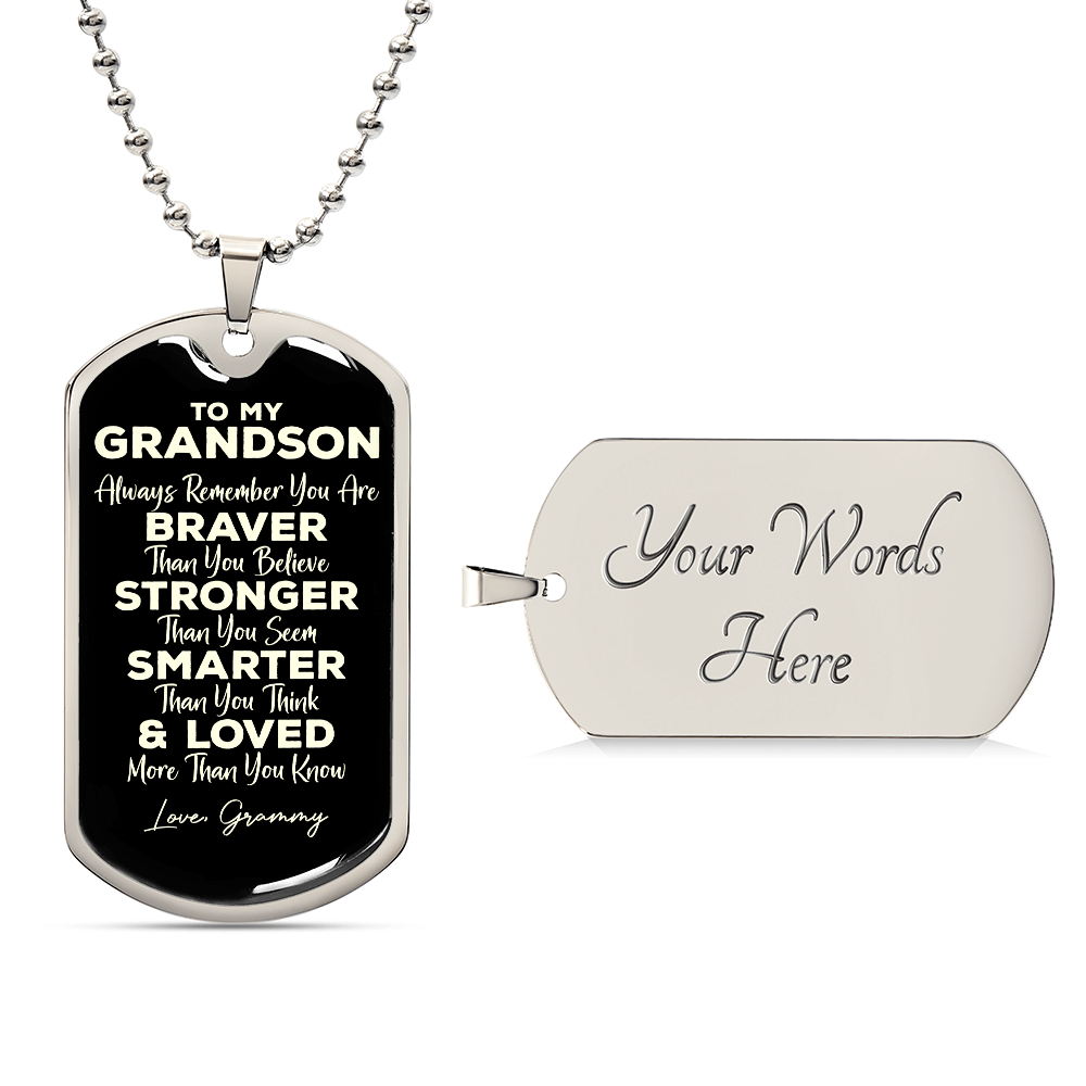 To My Grandson Necklace from GrandDad GrandMom Never Forget How Much I Love You Birthday Christmas Gifts Dog Tag Necklace Grandpa, Grandma