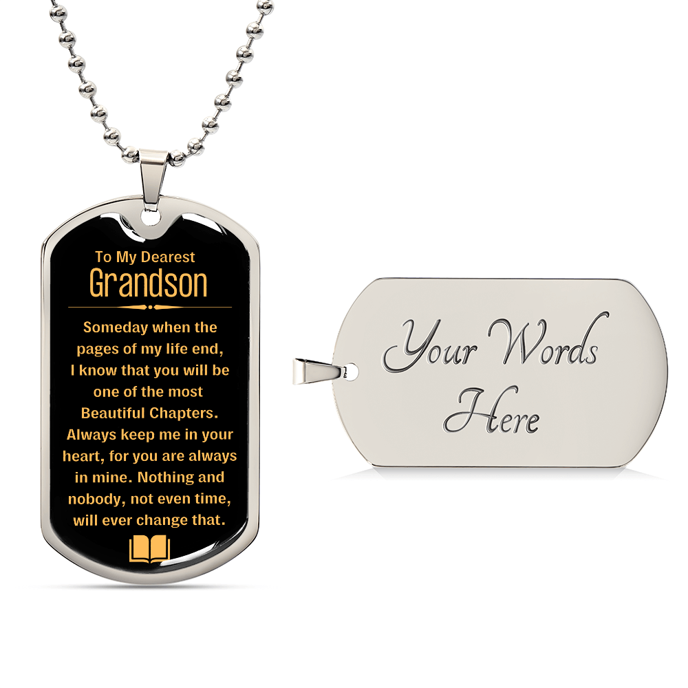 To My Grandson Dog tag Gift Necklace, Birthday Gift For Grandson, Christmas Gift From Grandmother, Gift From Grandpa To Grandson, To My Grandson Necklace Gifts From Grandpa, Grandma