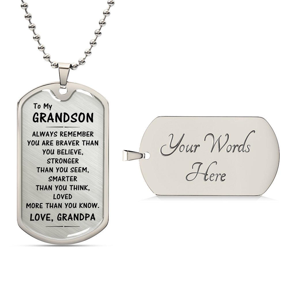 To My Grandson Gift From Grandpa, To My Grandson Necklace, Christmas Gift From Grandfather, Gift From Grandpa To Grandson, To My Grandson Necklace Gifts From Grandpa, Dog Tag Necklace Gifts for Grandson, Keepsake Gifts