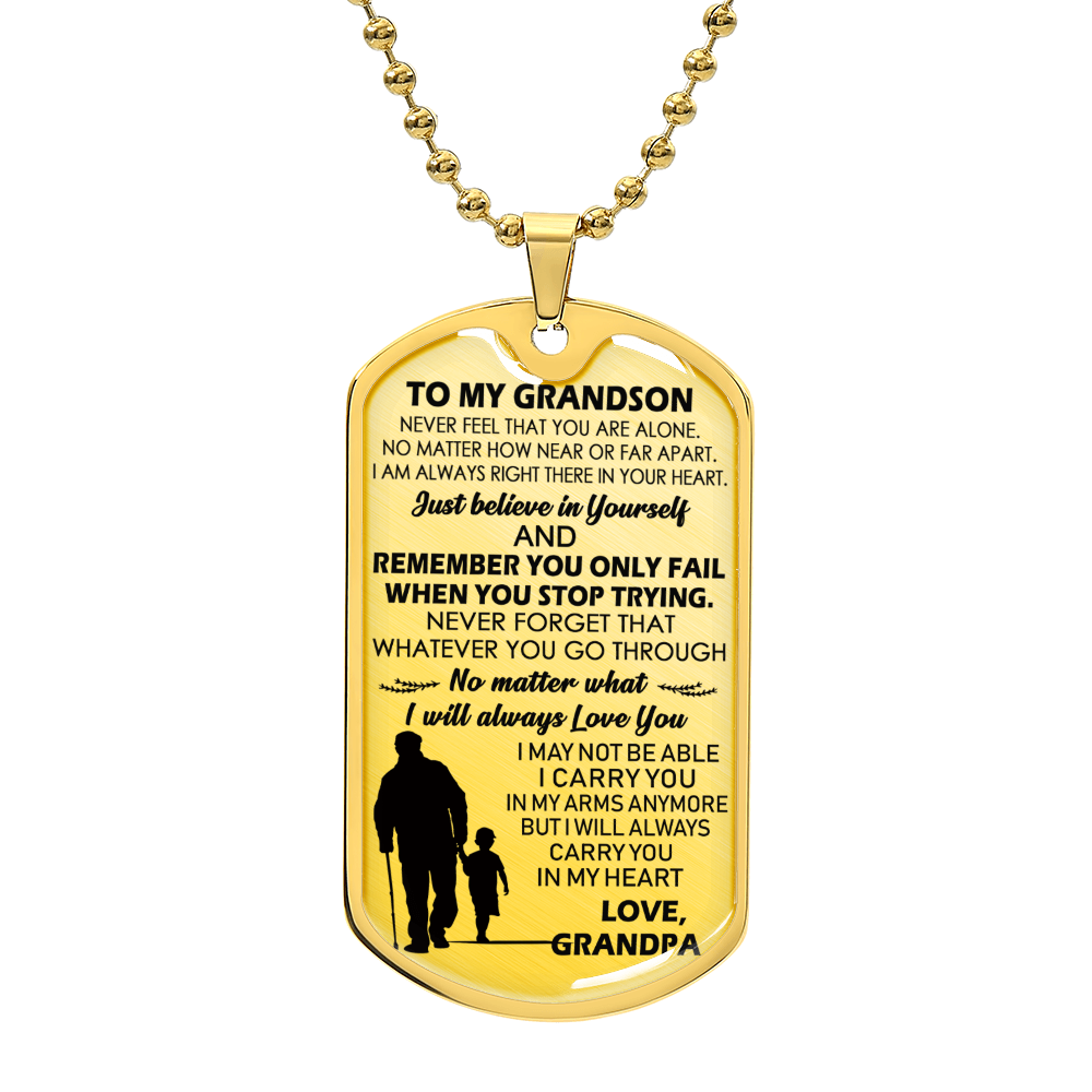 Grandson Birthday Gifts, To My Grandson Dog Tag Military From Grandfather Luxury Dog Tag Necklace, Gift From Grandpa To Grandson, To My Grandson Necklace Gifts From Grandpa
