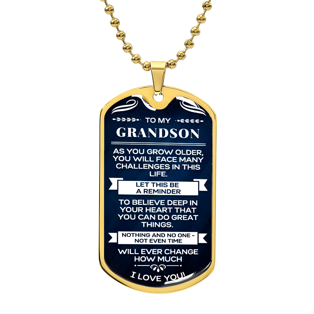 Grandson Gifts From Grandma or Grandpa, To My Grandson Gifts, Necklace For Him, Christmas Gift From Grandfather, Gift From Grandpa To Grandson, Necklace Gifts From Grandmother, Luxury Dog Tag Necklace Present from Grandparents