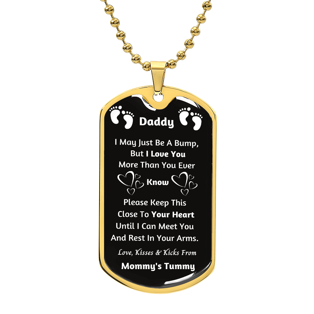 New Dad Gifts Daddy To Be First Fathers Day Luxury Dog Tag Necklace Gifts for Husband Boyfriend Him Men from Wife Announcement Pregnancy Baby Keepsake for Soon to Be Dad Papa Birthday Christmas Valentines Day Gifts