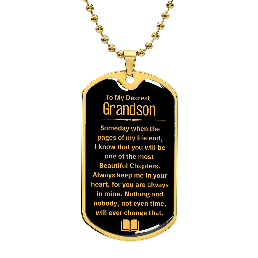 To My Grandson Dog tag Gift Necklace, Birthday Gift For Grandson, Christmas Gift From Grandmother, Gift From Grandpa To Grandson, To My Grandson Necklace Gifts From Grandpa, Grandma