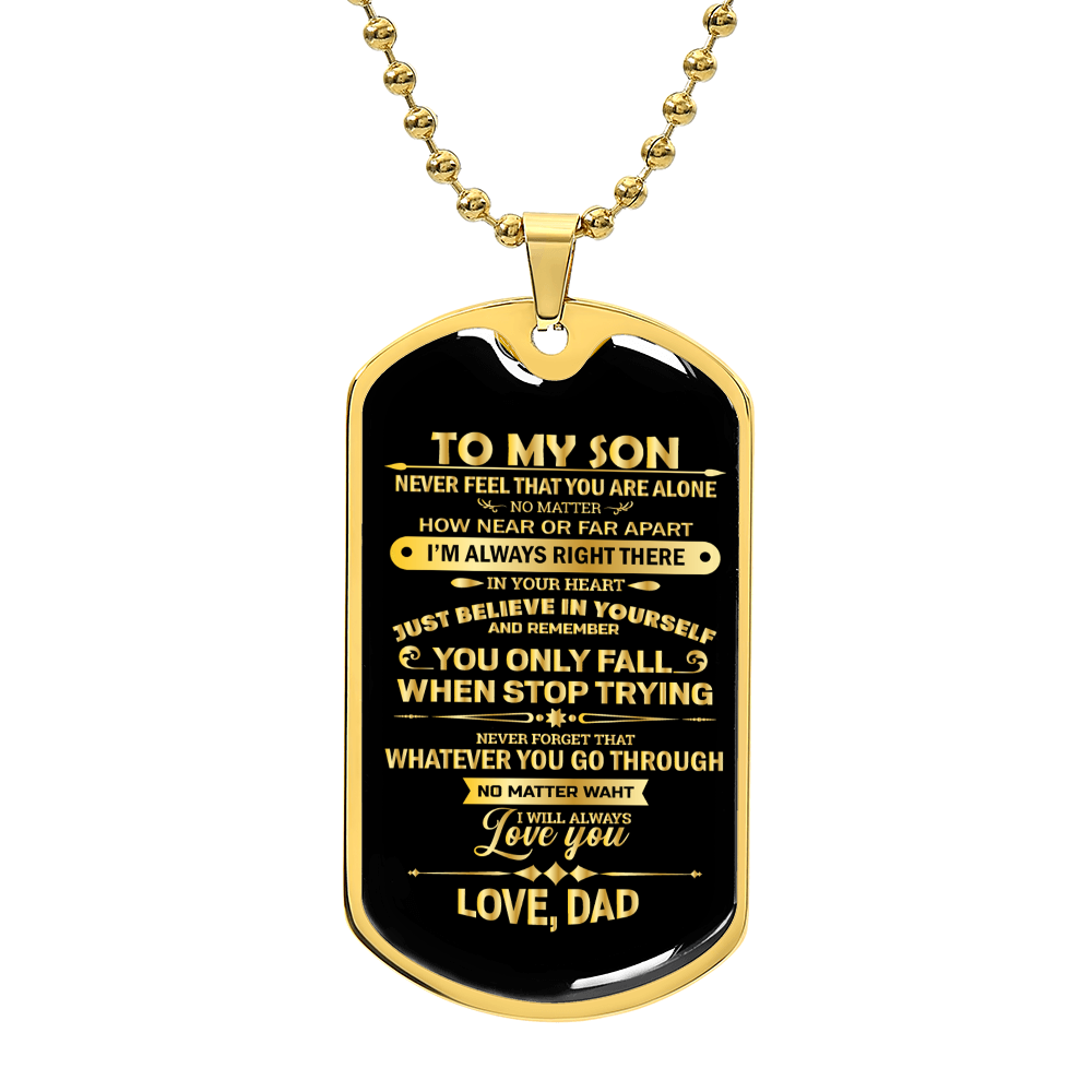 To My Son Dog Tag Necklace From Dad Best Wish to My Son Never Forget How to Love Dad Pendant Necklace, Inspirational Gifts for Son and Men Military Jewelry