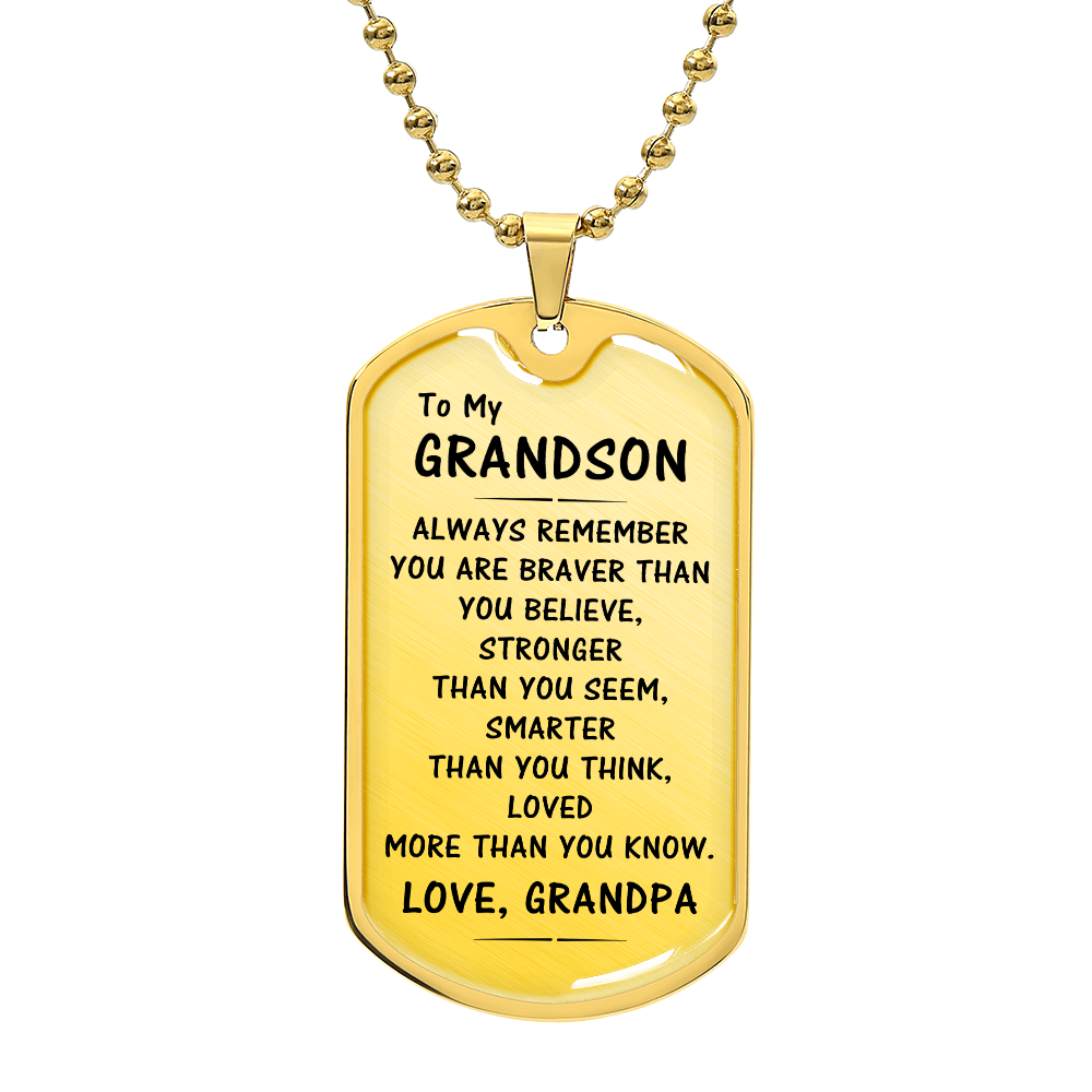 To My Grandson Gift From Grandpa, To My Grandson Necklace, Christmas Gift From Grandfather, Gift From Grandpa To Grandson, To My Grandson Necklace Gifts From Grandpa, Dog Tag Necklace Gifts for Grandson, Keepsake Gifts