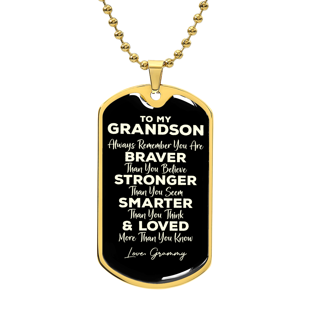 To My Grandson Necklace from GrandDad GrandMom Never Forget How Much I Love You Birthday Christmas Gifts Dog Tag Necklace Grandpa, Grandma