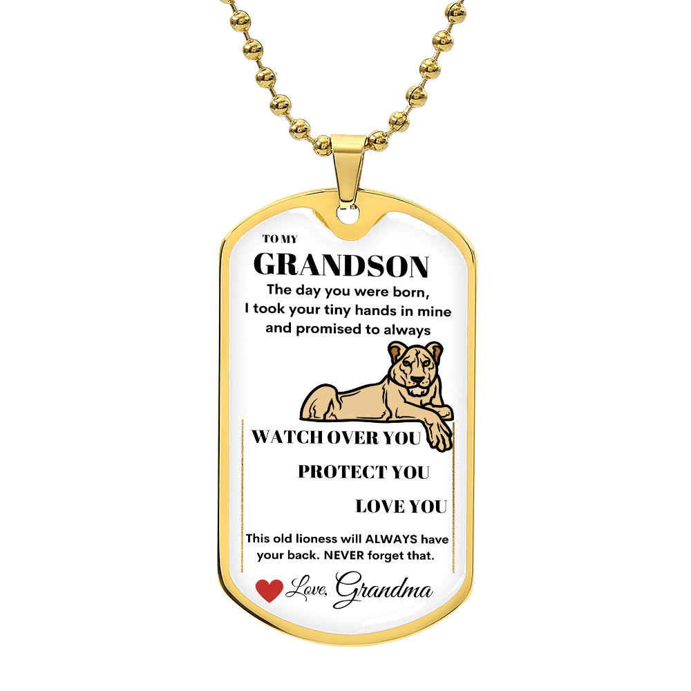 To My Grandson Dog Tag Necklace Love Grandma Luxury Dog Tag Necklace, Always Remember You Are Braver, Motivational Graduation Gift, Great-Grandson Birthday Gift, Motivational Encouragement Dogtags Jewelry