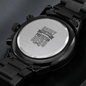 Daddy Husband Protector Hero Black Chronograph Watch with Engraving, Custom Gift for Dad, Fathers Day Gifts, Engraved Watch Men, Personalized Watch for Men, Metal Band Watch for Men, Men Engraved Watch, Unique Gift Ideas for Birthday