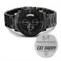 Christmas Gift For Cat Lover Man, Mens Engraved Watch, Chronograph Watch Gift For Him, Anniversary Gift For Husband, Boyfriend Birthday Gift, Christmas Gift For Dad, Stepdad Gift, Birthday Gift From Kids, Custom Watch For Dad, Stepdad Christmas Present