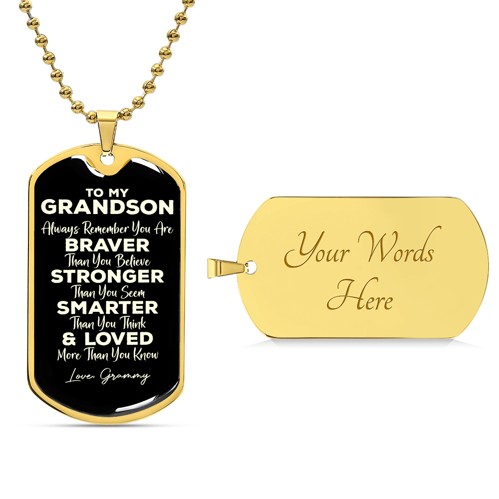 To My Grandson Necklace from GrandDad GrandMom Never Forget How Much I Love You Birthday Christmas Gifts Dog Tag Necklace Grandpa, Grandma