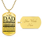 To My Dad A Daughter's Love is One That Never Ends, Love Your Daughter, Fathers Day Luxury Dog Tag Necklace Gifts for Daddy, Father's Day Gifts for Dad from Daughter, Birthday Christmas Gift Ideas