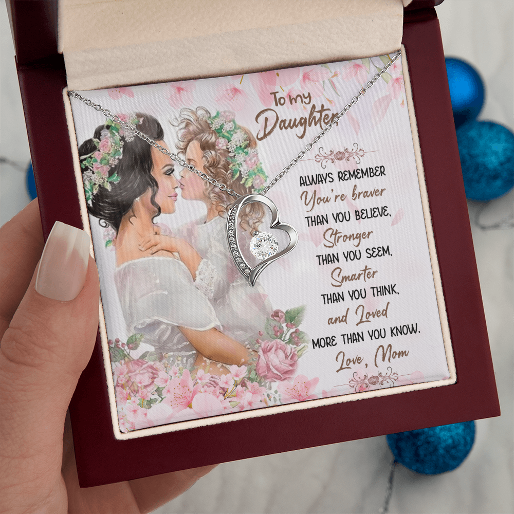 To My Daughter Forever Love Necklace, Birthday Christmas Gift for Daughter, meaningful Jewelry From Mom Parents