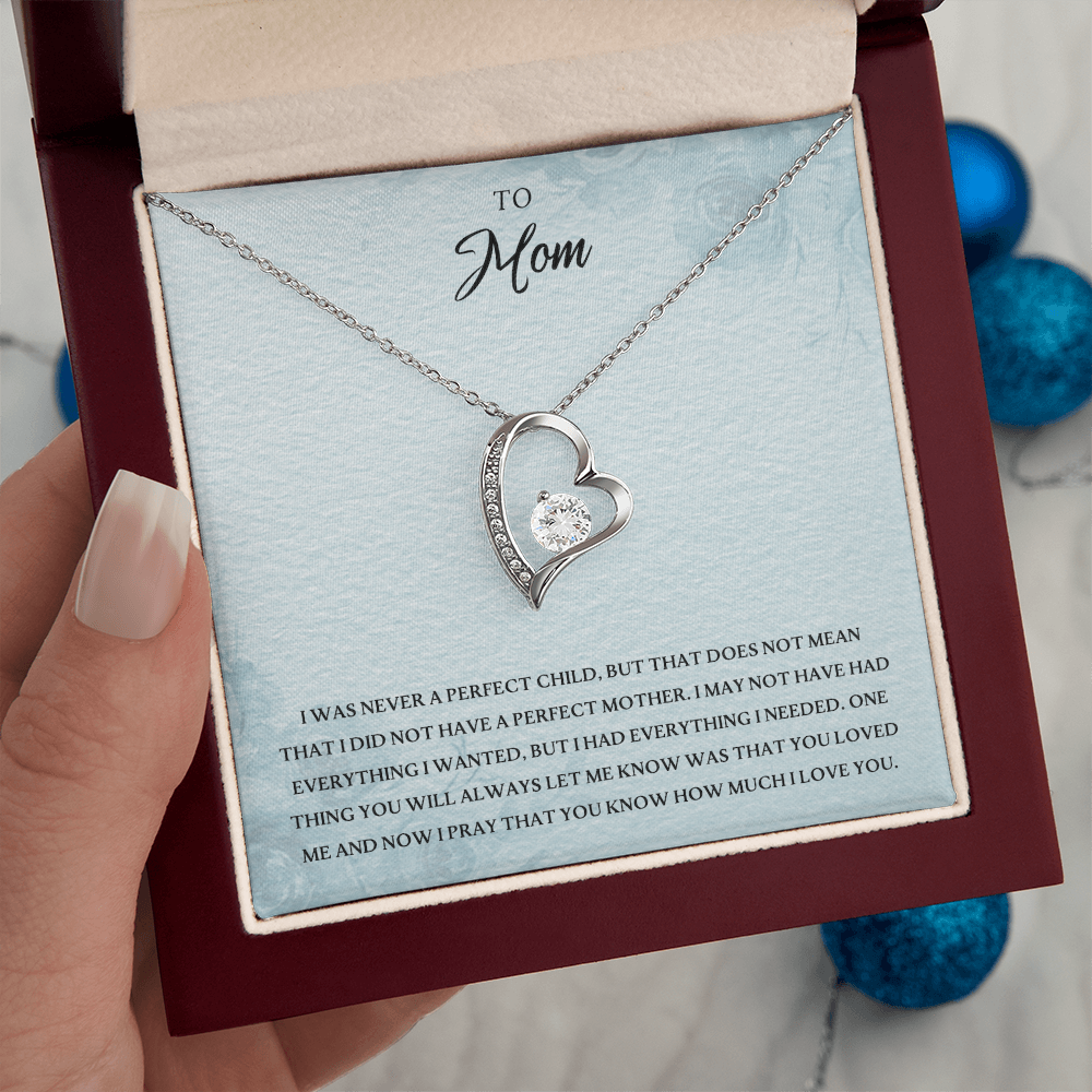 To Mom Forever Love Necklace Gift From Daughter Son, Christmas Birthday Present, 2026 Mothers Day Gift Ideas, Jewelry for Her, Motivational Card Necklace for Mommy