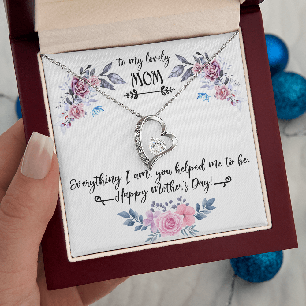 To My Lovely Mom Necklace Gift from Daughter, Birthday Gift Card Necklace From Son, Mothers Day Jewelry for Her Mommy Christmas Floral